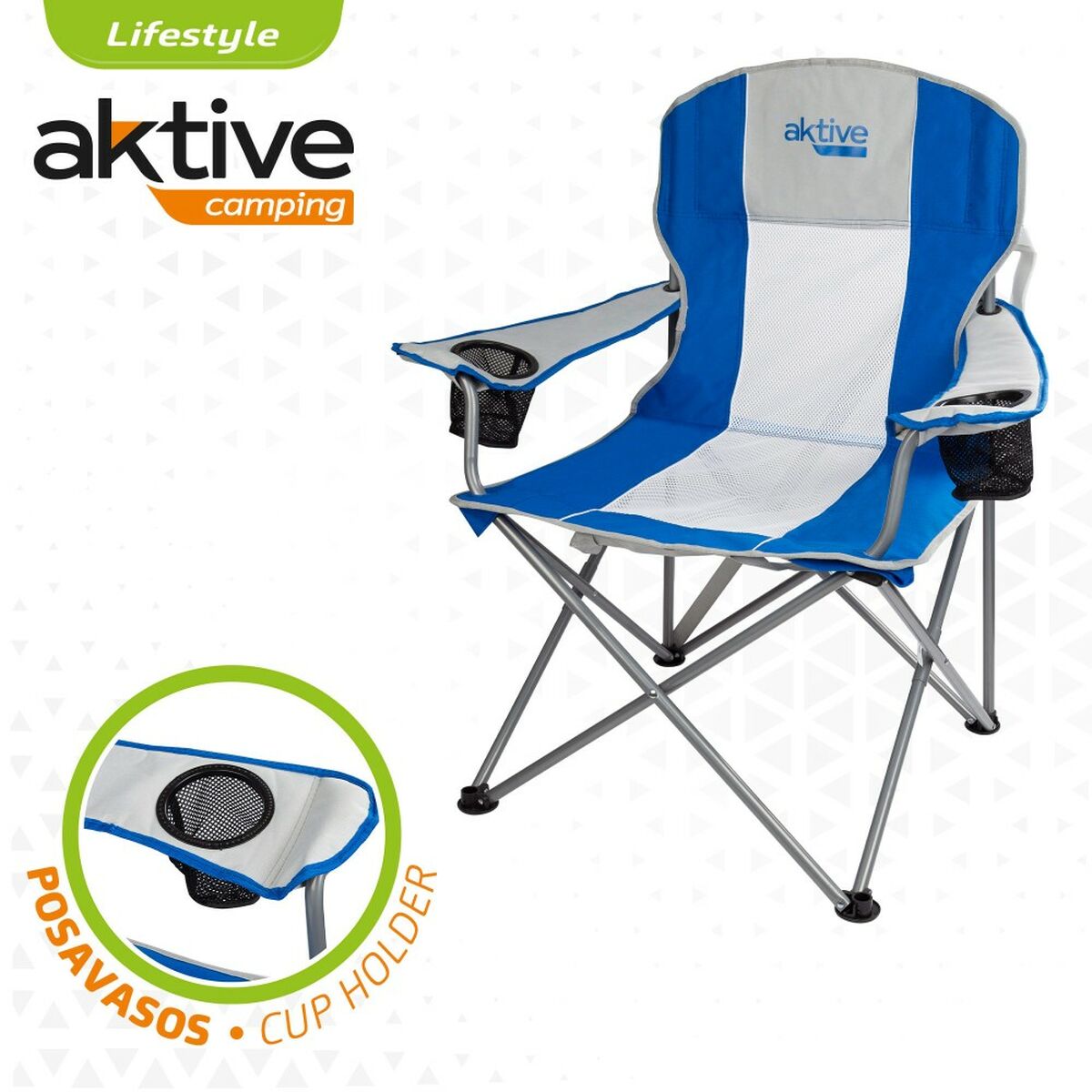 Folding camping chair Aktive Blue Grey 57 x 97 x 60 cm (4 pieces)