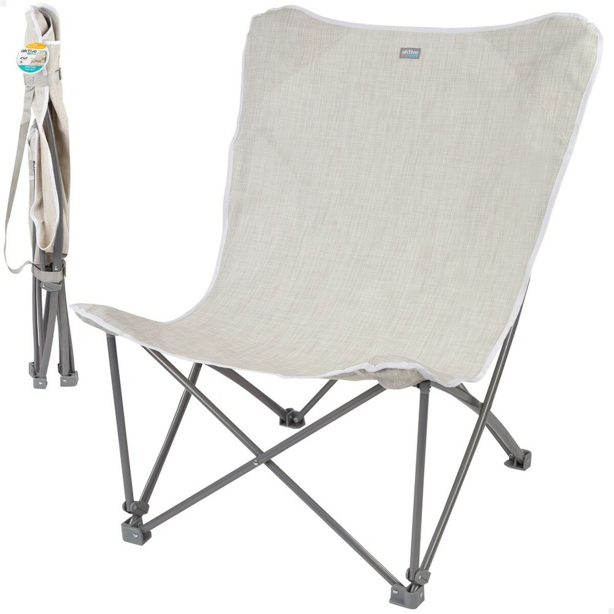 Folding camping chair Aktive Beige 78 x 90 x 76 cm (4 pieces)