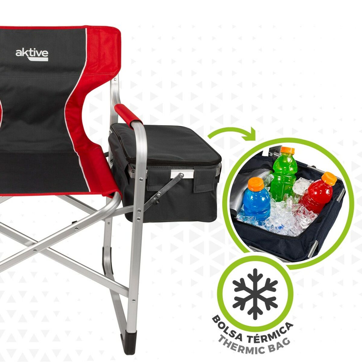 Folding camping chair Aktive Grey Red 61 x 92 x 52 cm (2 pieces)